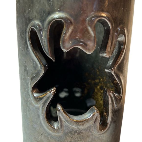 Set of 2 Dark Iridescent Ceramic Spider Cutout Shaped Hanging Candle Lanterns - Picture 5 of 8